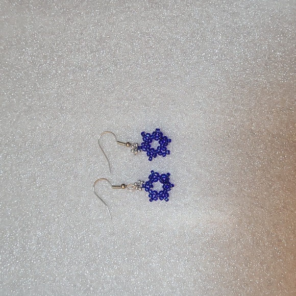 Beaded Star of David Earrings - Picture 2 of 4
